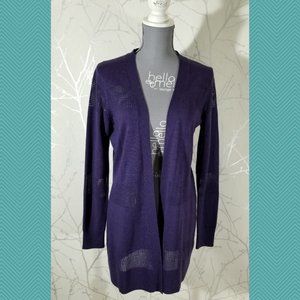 Ellen Tracy 100% Merino Wool Mesh Knit Open Lightweight Cardigan